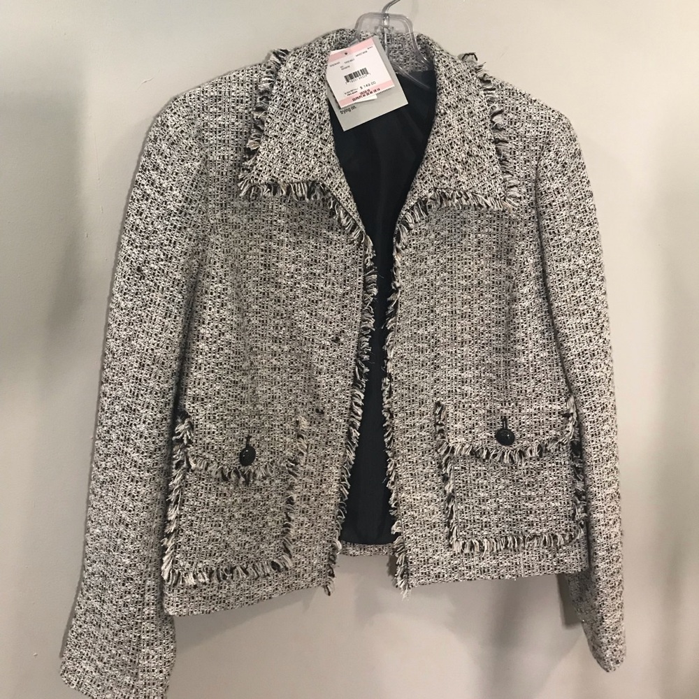 Kasper Brand Ladies Multi Jacket Size 10. Black White Blended Colors.